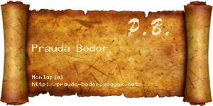 Prauda Bodor névjegykártya